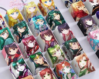 Sailor Moon Chibi Anime Keycap Set, Mechanical Keyboard Artisan Keycaps (4 pcs), PBT Cherry custom keycap set, Gift for friend, Sailor moon