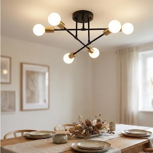 Modern Industrial 6-Light Ceiling Fixture • Retro Metal Chandelier - Lamp for Home Décor