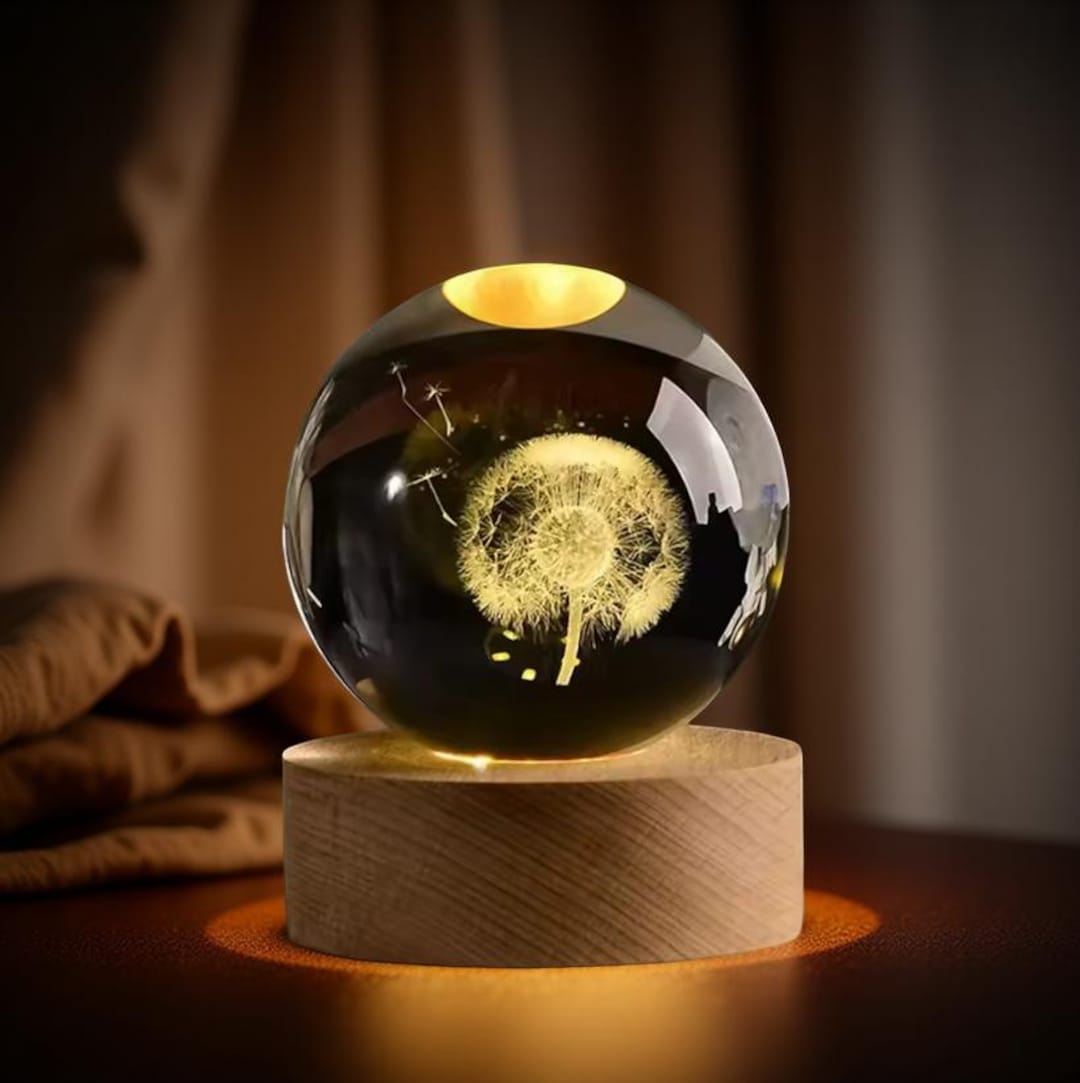 Dandelion Crystal Ball LED Night Light – Wish Flower Glow Lamp on ...