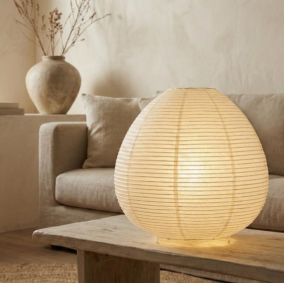 Japanese Rice Paper Table Lamp — Soft Warm Lantern, Minimal Zen Decor for Bedroom, Living Room