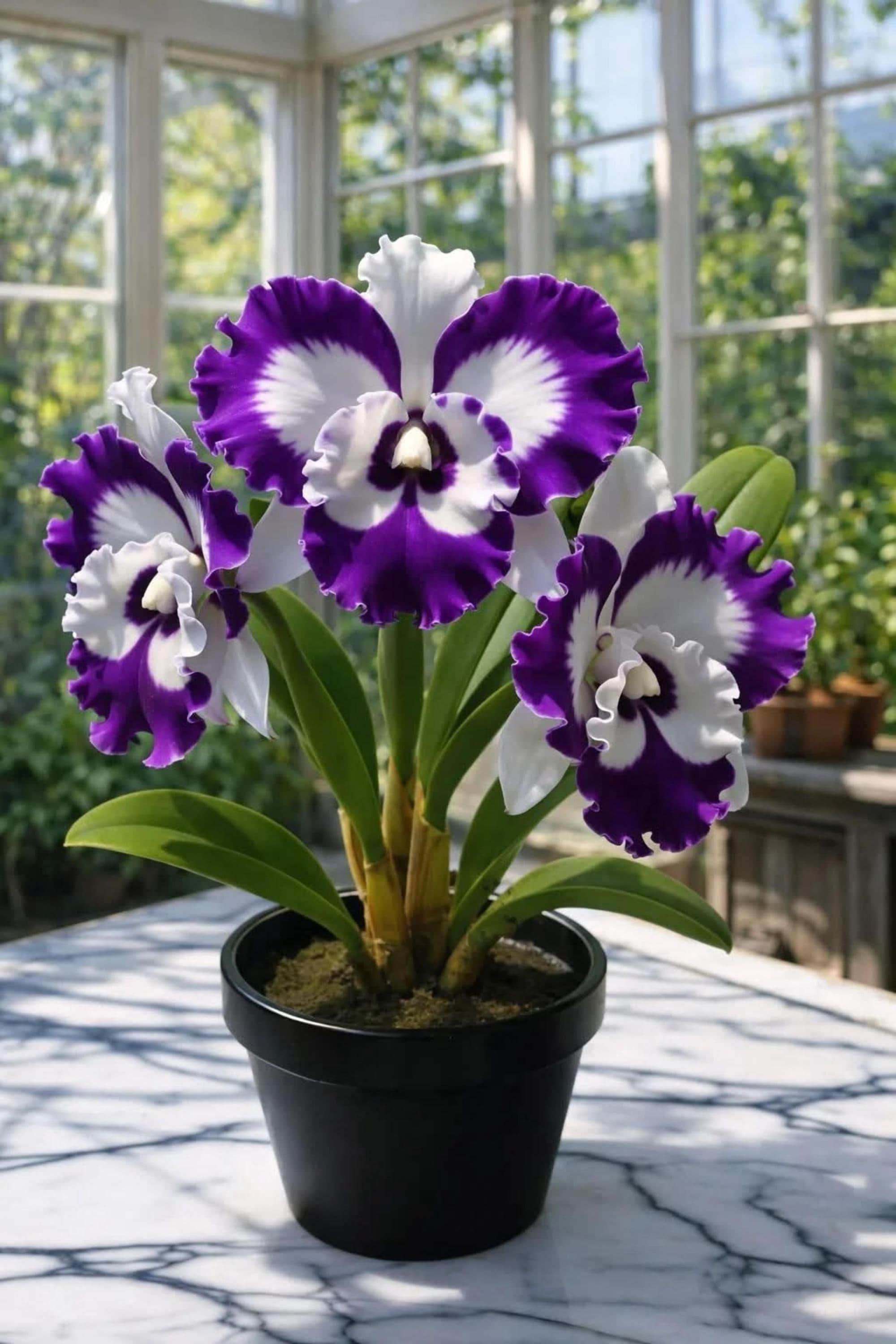 AMERIQUE Orchidea Phalaenopsis Artificiale – 21 Fiori In Seta, 8 Foglie, Altezza 90 Cm Con Vaso, Viola