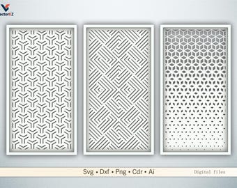 Abstrakte Musterpanels für Laser-Plasma-CNC-Schneiden - Dxf-Svg-Dateien für Wall Gates-Bildschirme