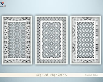 Arabisch Geometrisches Panel SVG DXF - Islamisches Laserschnittmuster für CNC, Digitale Vorlage