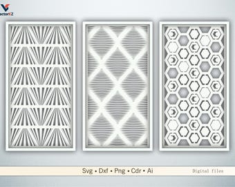 Zeitgenössische abstrakte Laser-Schnitt-Paneele - DXF SVG-CNC-Dateien für die Innen- und Außengestaltung