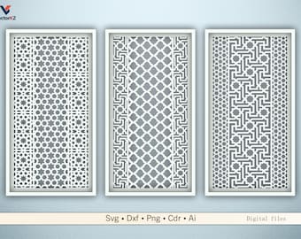Islamisches marokkanisches arabisches Muster Panels | Laser geschnitten CNC-Dateien Dxf SVG Png