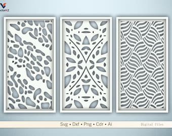 Moderne dekorative Panels • Zeitgenössische Muster Designs Dxf svg Png für CNC