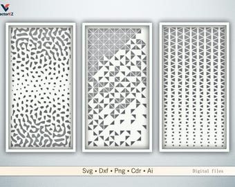 Moderne abstrakte dekorative Platten für das Laserschneiden - DXF SVG CNC-Vorlagen für die Innendekoration