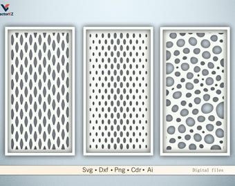 Modernes Geometrisches Muster Set | 3 Laser CNC Panels Dxf SVG Png Dateien
