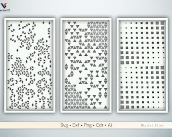 Minimale abstrakte Panele für Laser-CNC-Schneiden - DXF-SVG-Vorlagen für Raumteiler aus Metall