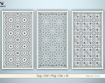 Arabische marokkanische Dekorplatten für Laser-CNC-Schneiden | Islamisches Muster, Dxf, Png