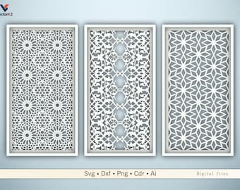 Arabic Moroccan Islamic Panels SVG DXF Laser Cut Files for Wall and Wedding Decor