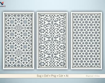 Islamische marokkanische Wand Kunst PanelsSvg Dxf Png Dateien für Laser CNC Schneiden