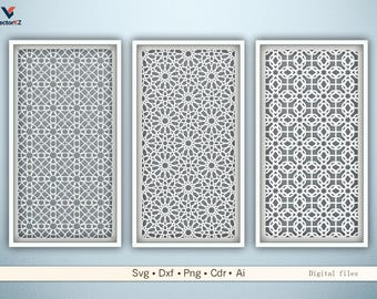 Elegantes painéis geométricos árabes - Arquivos digitais para corte a laser e CNC