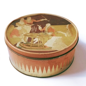Vintage pudding tin, 1923, National Biscuit Company, Uneeda tin, Collectible tin, Fall decor tin, round storage tin