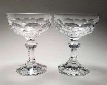 Vintage champagne glasses, thumbprint glasses, set of two, New Years Eve, vintage barware, wedding toast glasses