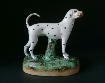 Antique Staffordshire Dalmatian dog figurine, Victorian dog figurine, restored tail, antique dog figurine, Stafforshire dog