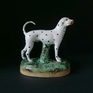 Antique Staffordshire Dalmatian dog figurine, Victorian dog figurine, restored tail, antique dog figurine, Stafforshire dog