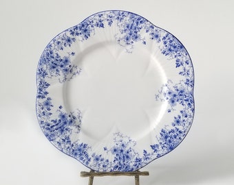 Shelley Dainty Blue salad plate, English china 8" plate, blue and white salad plate, flower shape plate