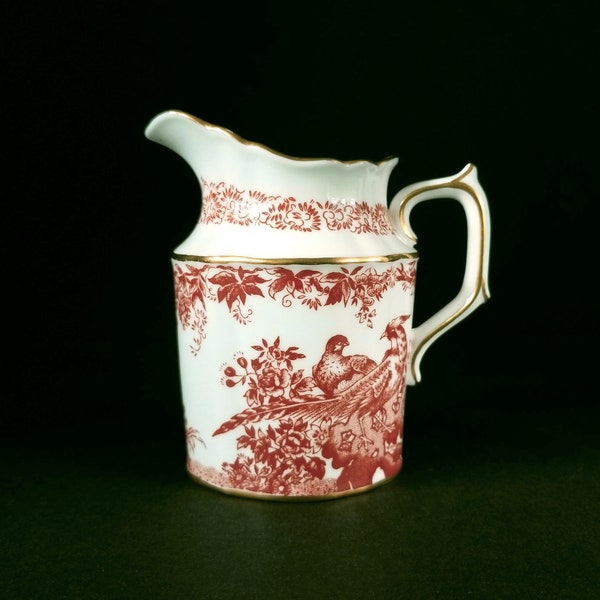 Royal Crown Derby Red Aves creamer, pheasant design, vintage creamer