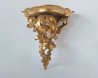 Florentine gilded wall shelf, gold wall shelf sconce, gilded wood sconce 7.5", ornate wall shelf, Italian gold shelf