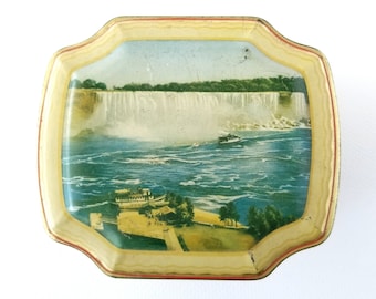 Vintage candy tin, Niagara Falls Canada, Horner candy tin, English cany tin3