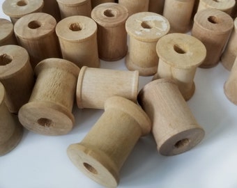 50 Vintage wooden 1" spools, empty wooden spools, crafting spools, vintage wooden spools