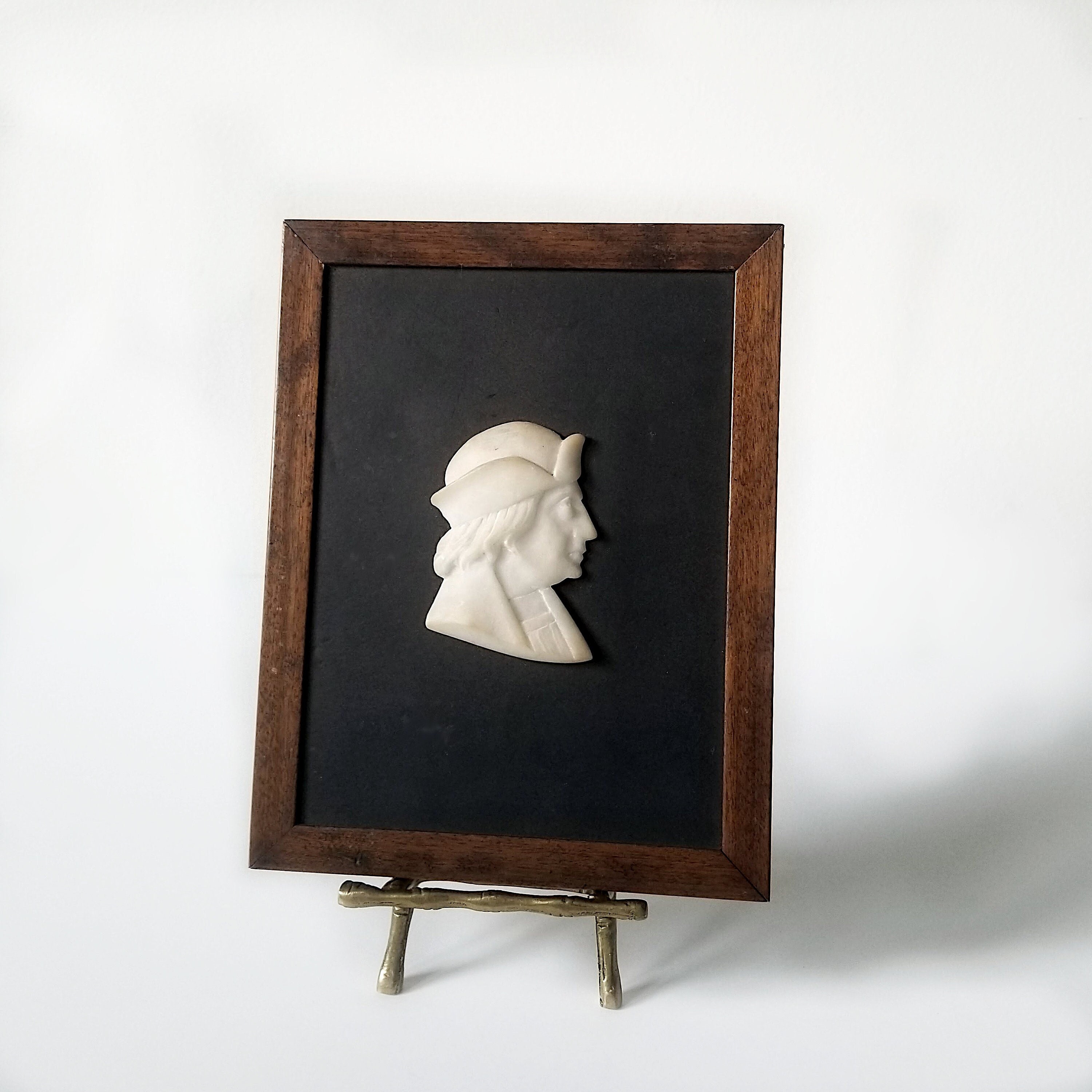 Camée Antique, Portrait De Profil En Bas-Relief Albâtre Sculpté À La Main, Grand Tour, Figure Renaissance