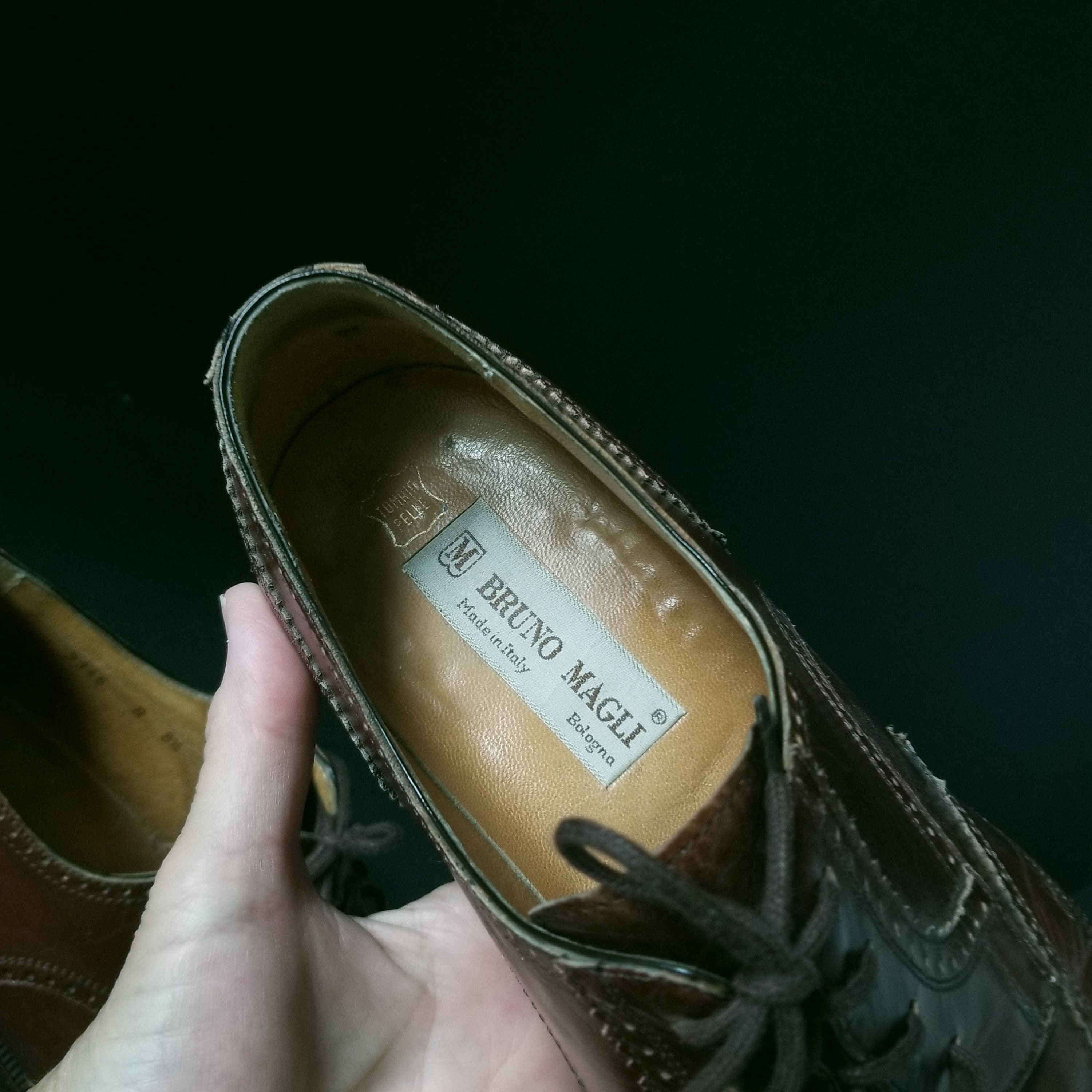 Vintage Bruno Magli Leather Wingtip Shoes, Men