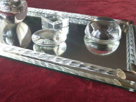 Vintage Mirror Rope Glass Vanity Tray Dresser Tray Vintage Etsy