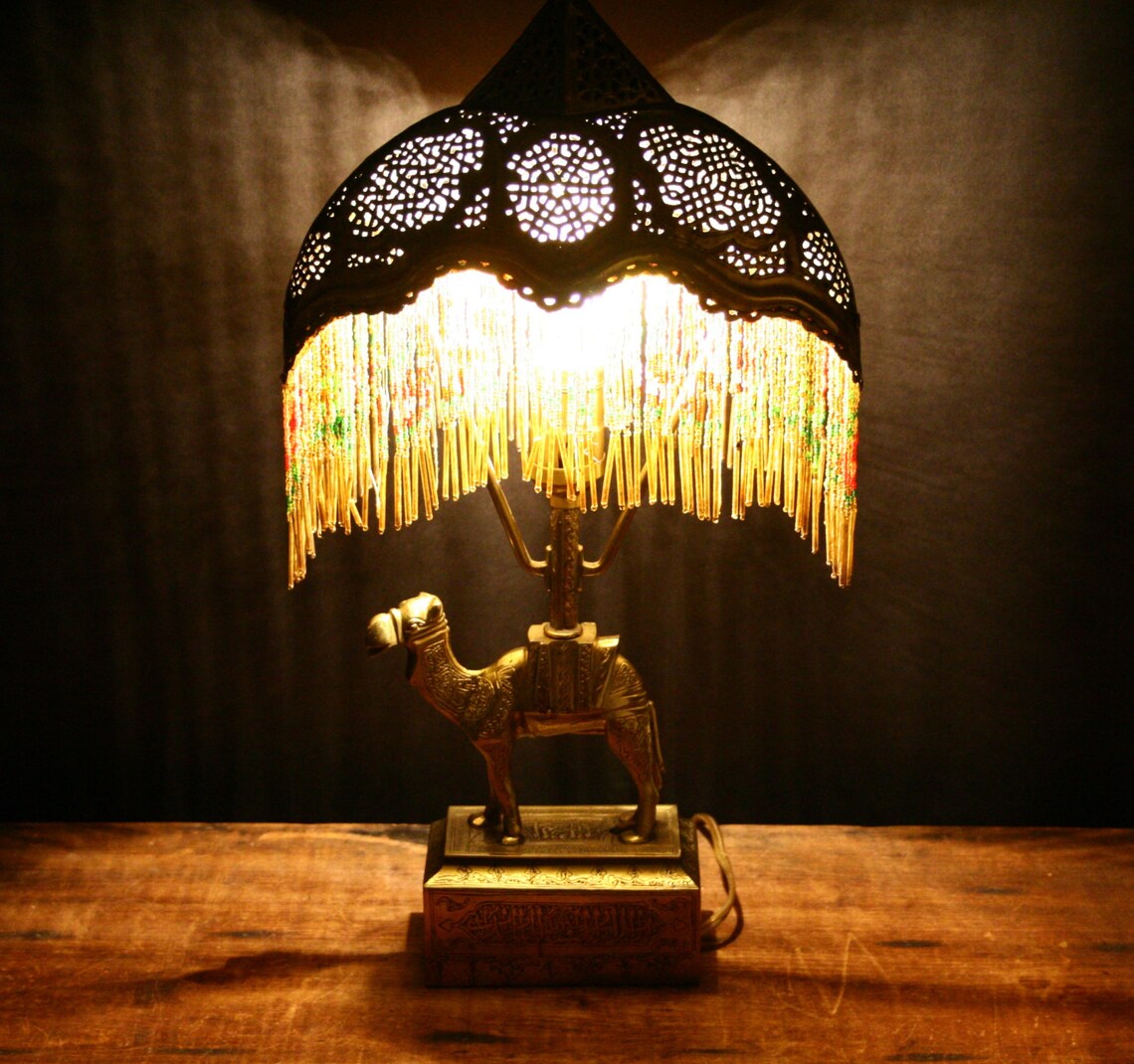Vintage brass lamp camel lamp. Etsy