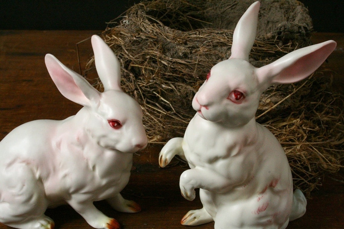 Lefton china rabbits vintage bunnies Etsy