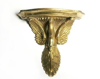 Gilded wall shelf, As Is,  swan wall sconce, AS Is, gilded swan wall shelf, gilded ceramic wall shelf, AS IS