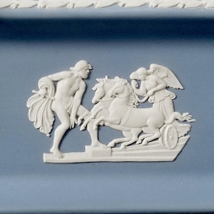 Wedgwood dish, light blue jasperware comb tray, English style jasperware, blue and white rectangular dish England