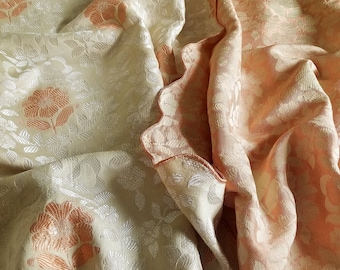 Peach jacquard coverlet, vintage peach twin size coverlet, vintage coverlet, shimmering peach bedspread