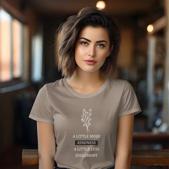 Kindness Quote Shirt, Minimalist Floral Tee, Botanical Graphic Top, Nature Lover Gift, Boho Aesthetic Tshirt Shop Name : RoyalClothingParis