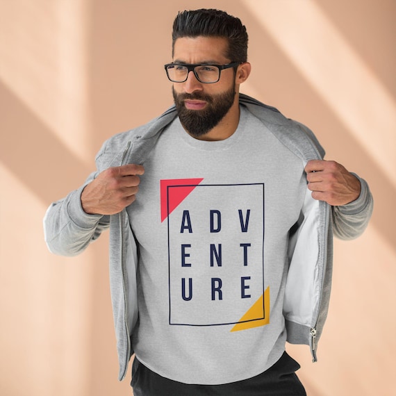 Adventure Typography Sweatshirt | Geometric Frame Unisex Crewneck