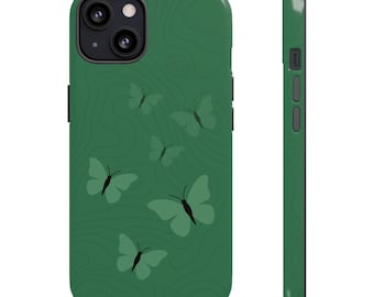 Green Butterfly Pattern phone case, Tough Case