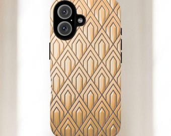 Art Deco Geometric Phone Case | Gold Pattern iPhone Samsung Google Pixel Cover