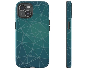 Green Phone Case - geometric pattern, tough case