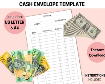 Cash Envelope Template, Envelope Challenge Printable , Printable Savings Challenge, Printable Cash Envelope Template, DIY Cash Envelope