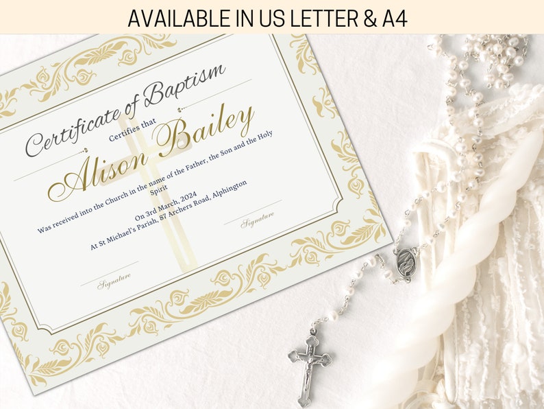 Certificato Di Idoneità Al Battesimo Modello di battesimo modificabile Certificato di battesimo - Etsy Italia