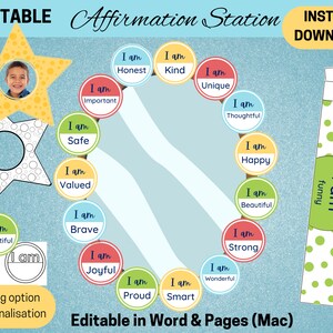 EDITABLE Affirmation Station, Classroom Decor, Bulletin Board, Class Display, Mindfulness Corner, Student Stars, Colouring, Coloring,