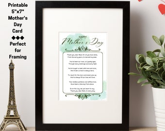 Printable Mothers Day Card, Card for Mom, Mothers Day Poem, Happy Birthday Mum, Happy Birthday Mom, Poem Card, Card for Mum, Card For Mom,