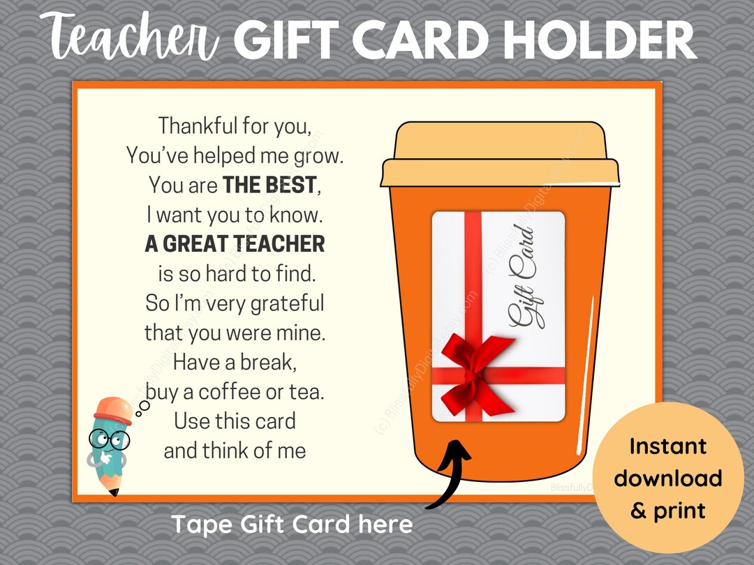 Teacher Appreciation Week, Teacher Gift Card Holder, Teacher Thank You ...