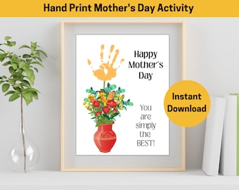 Mothers Day Handprint Activity, School Mothers Day Activity, Printable handprint activity, Printable Mothers Day Craft, For Mum, For Mom
