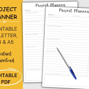 Pianificatore di progetto, Pianificatore di produttività, Cronologia del progetto, Pianificatore di lavoro, Pianificazione del progetto, Pianificatore di progetto modificabile stampabile, Agenda degli studenti