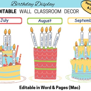 Cake Classroom Birthday Display Wall, Class Birthday Wall, Birthday Bulletin Board