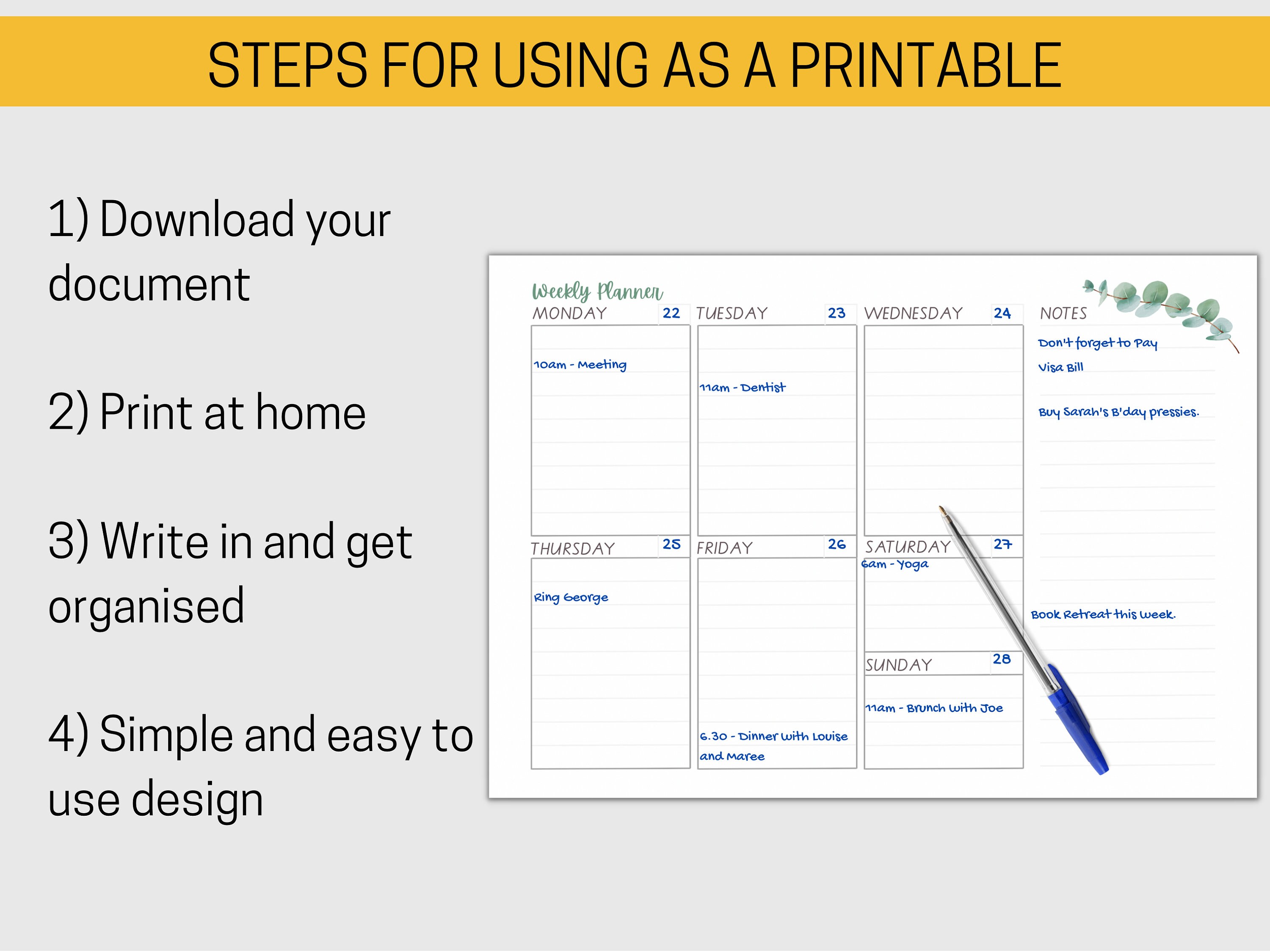 Weekly Planner Printable to Do List, Printable Weekly Planner, Week at ...