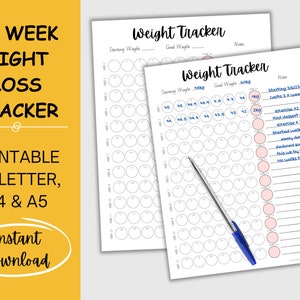 Printable Weight Loss Tracker, Weight Tracker, Weight Worksheet, DailyWeight In, Weekly Weigh in, Weight Watchers Slimming World