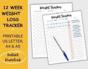 Afdrukbare gewichtsverliestracker, gewichtstracker, gewichtswerkblad, dagelijks gewicht, wekelijks wegen, Weight Watchers Slimming World